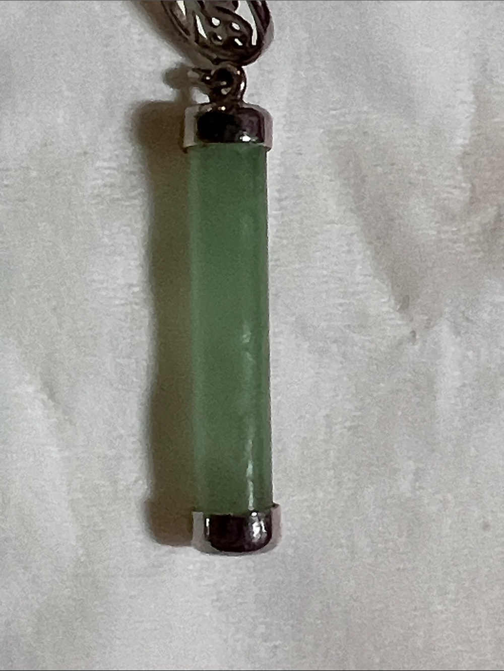 Vintage Sterling Silver Green Jade Bar Drop Earrings-EUC - Picture 3 of 5